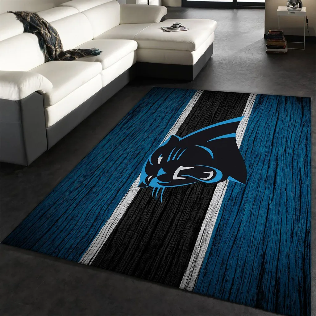 Panther Rug Modern Sports Team Decor Carpet for Home Black and Blue