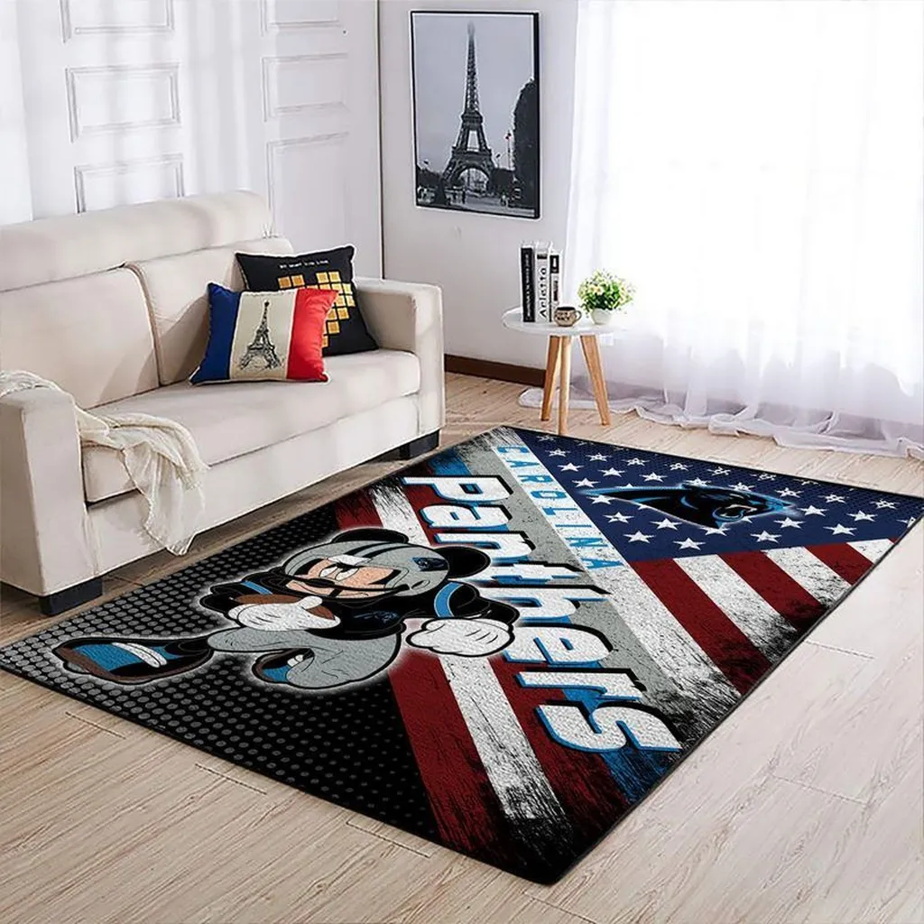 Panthers Area Rug Stylish Decorative Living Room Carpet Black and Red