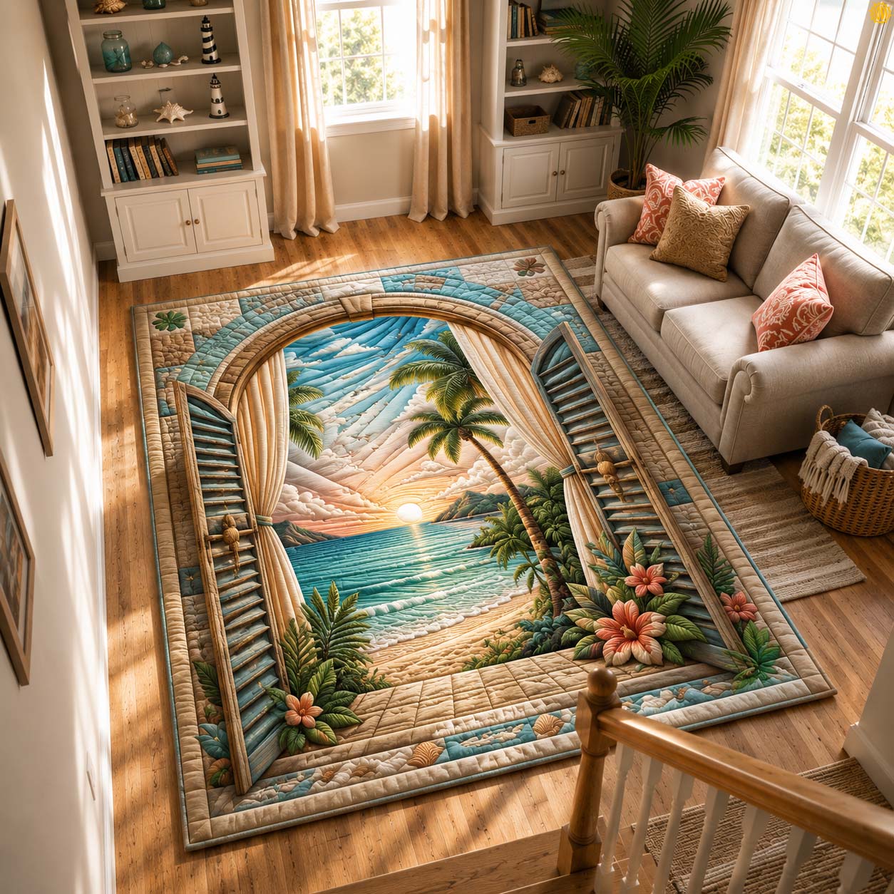 Paradise Window Area Rug - Non-Slip Washable 3D Print Rug for Living Room & BedroomTVC2108403