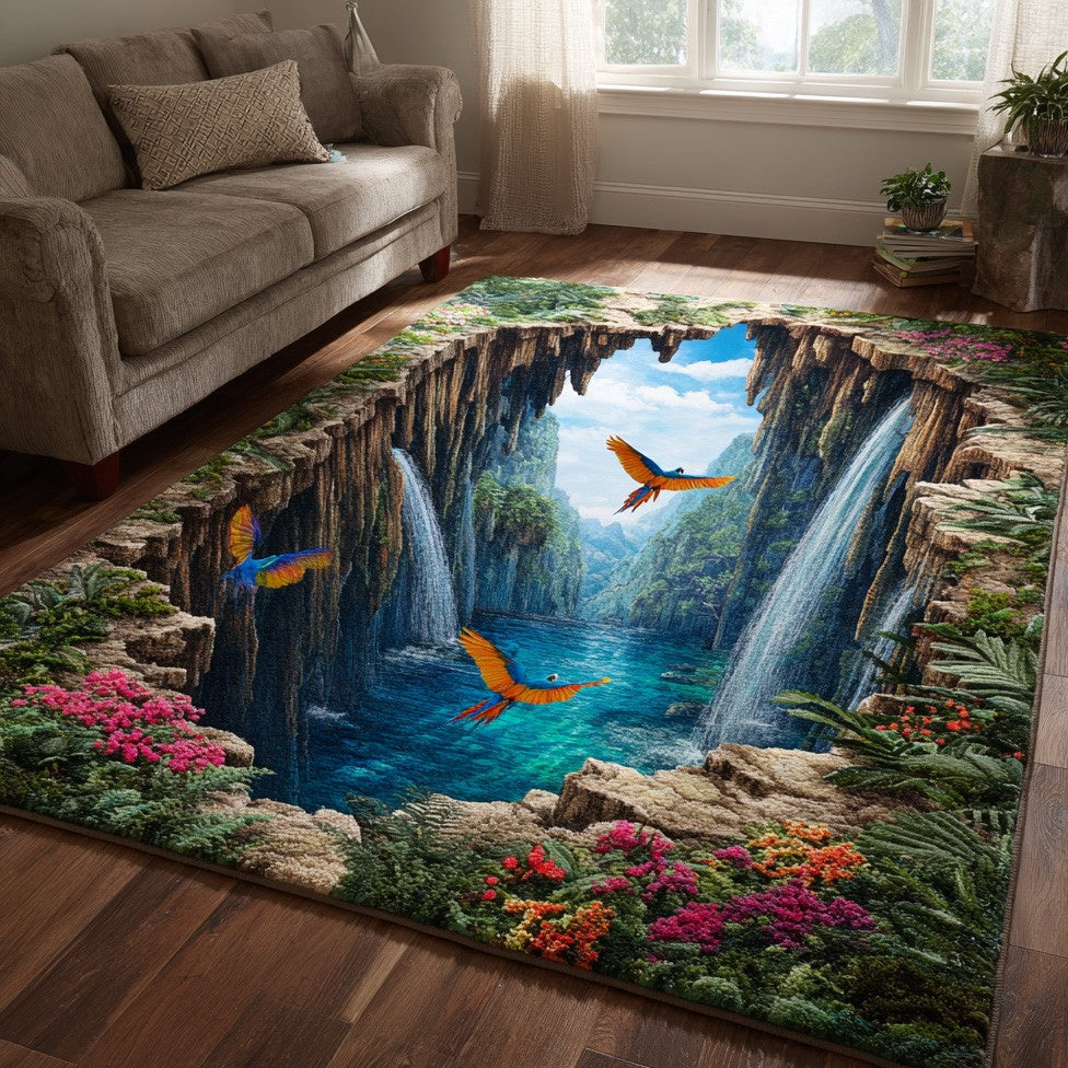 Parrot Gorge Area Rug - Non-Slip Washable 3D Print Rug for Living Room & BedroomTVC2108287