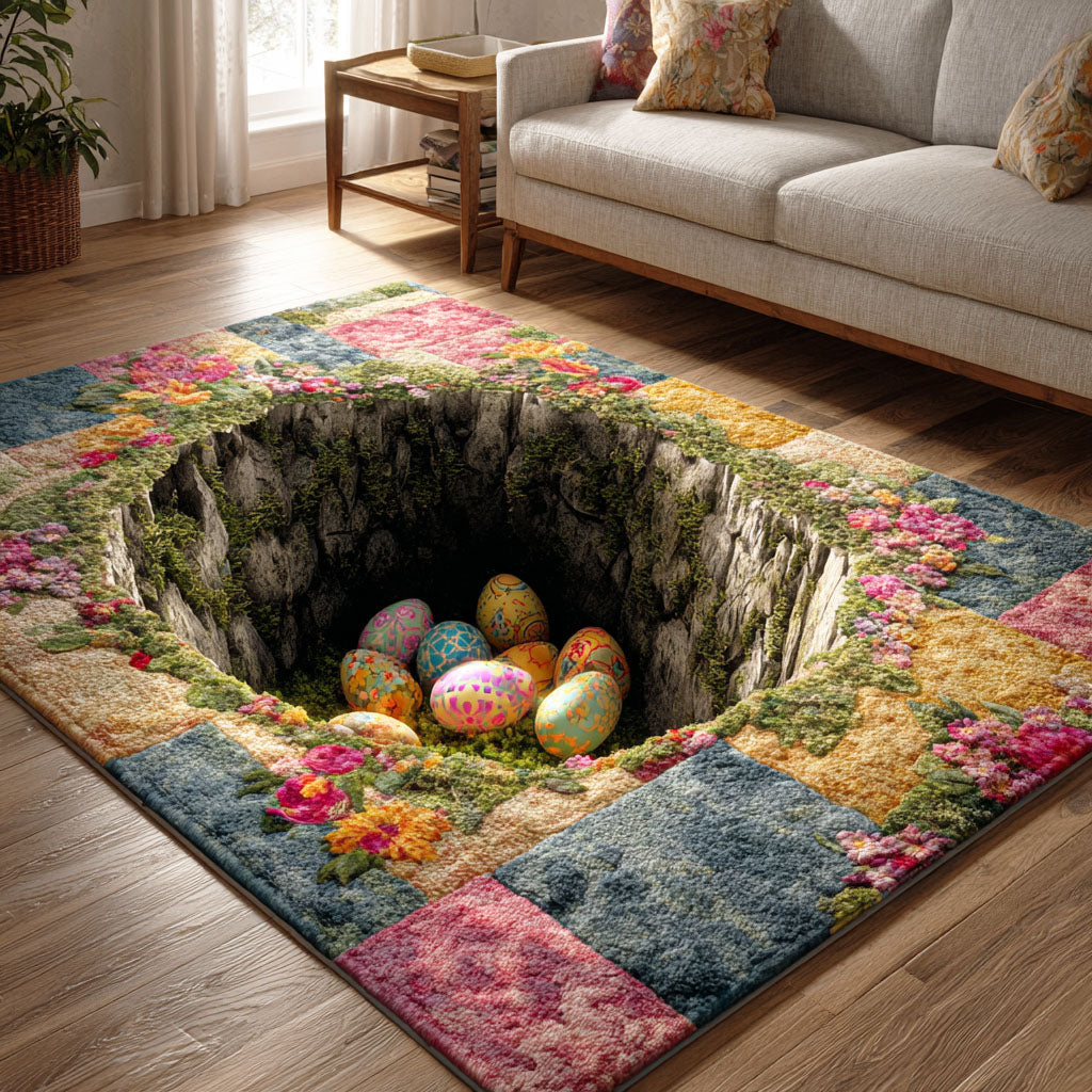 Pastel Egg Garden Area Rug - Non-Slip Washable 3D Print Rug for Living Room & BedroomTVC2108287
