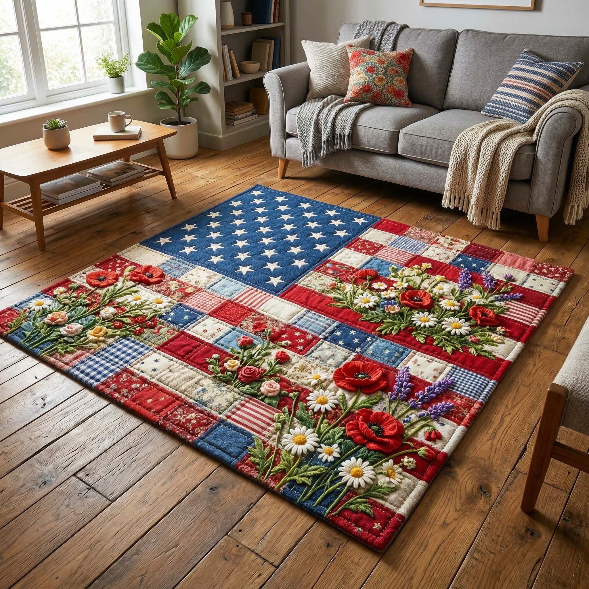 Patchwork Glory Area Rug - Non-Slip Washable 3D Print Rug for Living Room & BedroomTVC2108402