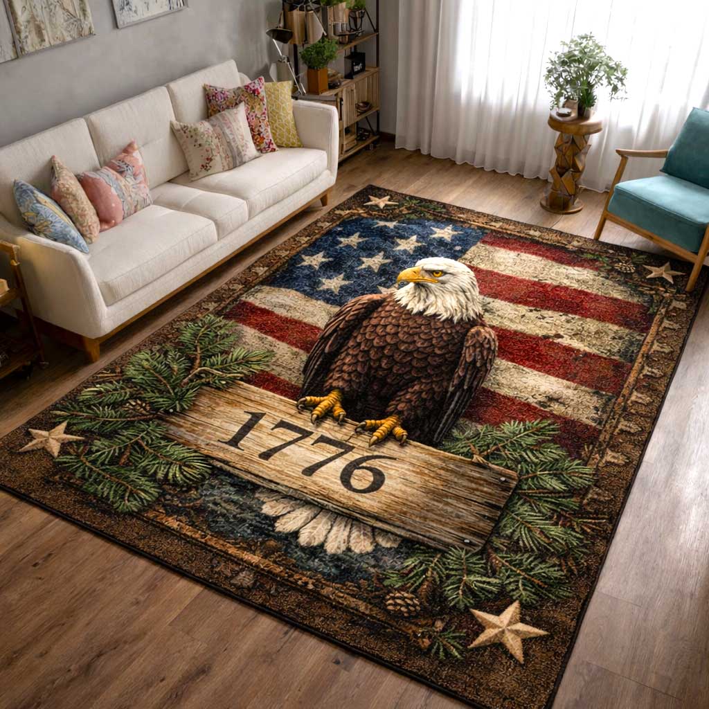 Patriot Eagle Area Rug - Non-Slip Washable 3D Print Rug for Living Room & BedroomTVC2108402