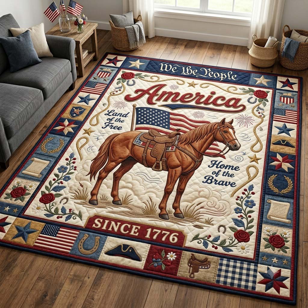 Patriot Rider Area Rug - Non-Slip Washable 3D Print Rug for Living Room & BedroomTVC2108402