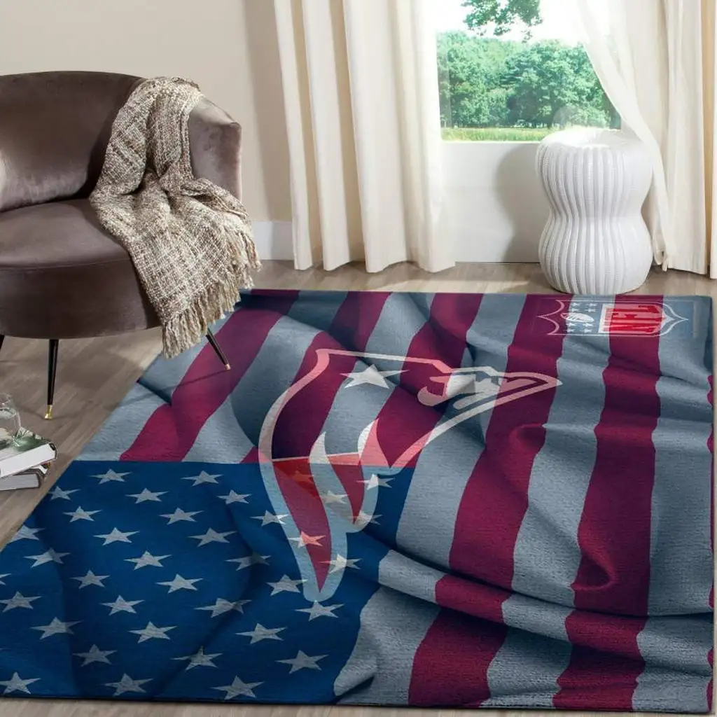 Patriotic American Flag Sports Rug for Home Decor Blue and Red