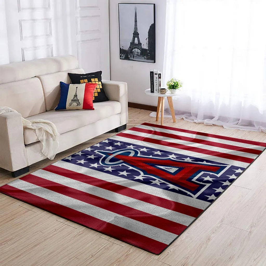 Patriotic Area Rug with Stars and Stripes Design Red and White