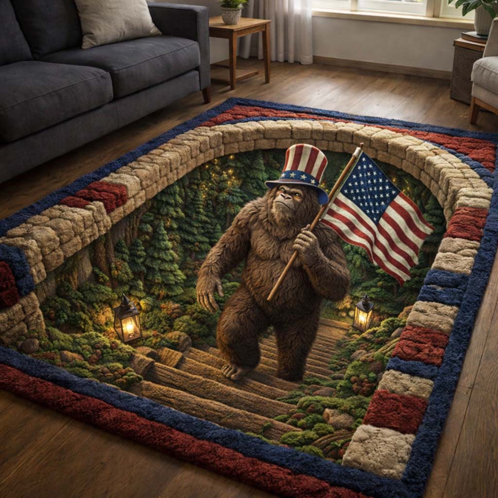 Patriotic Sasquatch Area Rug - Non-Slip Washable 3D Print Rug for Living Room & BedroomTVC2108401