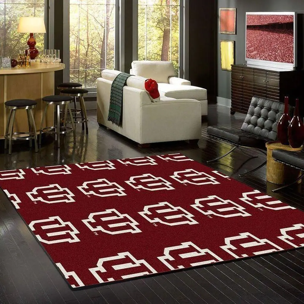 Patterned Rug for Stylish Modern Living Room Decor Red and White