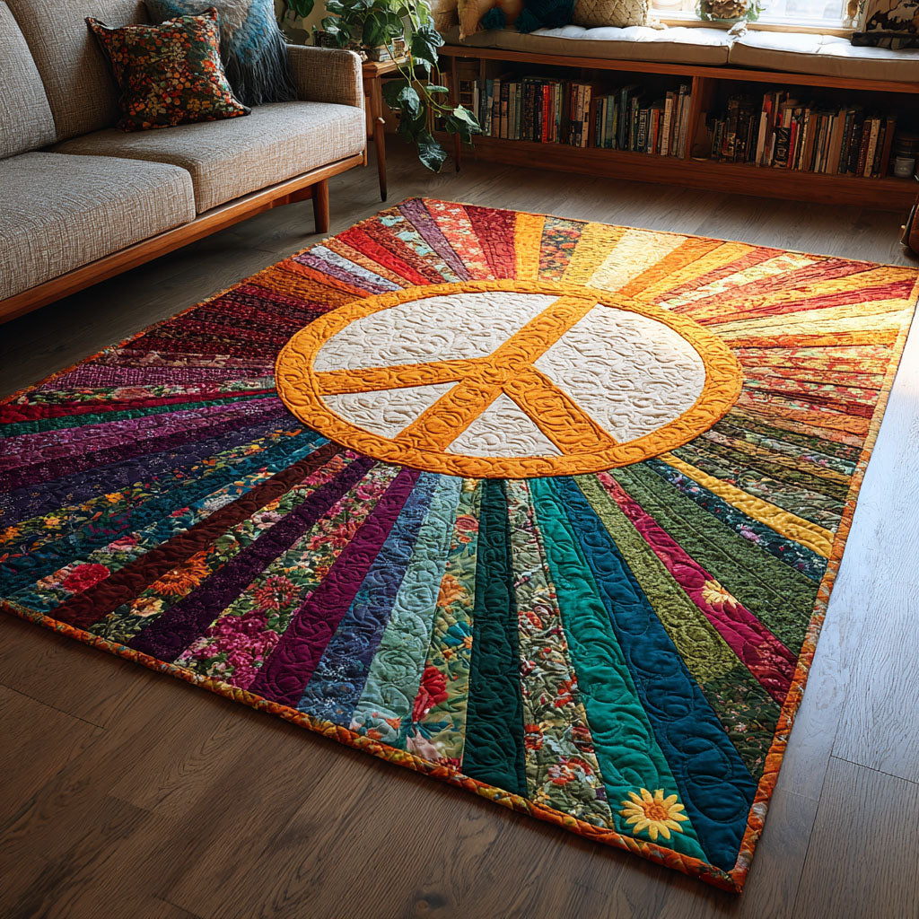 Peace Rays Area Rug - Non-Slip Washable 3D Print Rug for Living Room & BedroomTVC2108285
