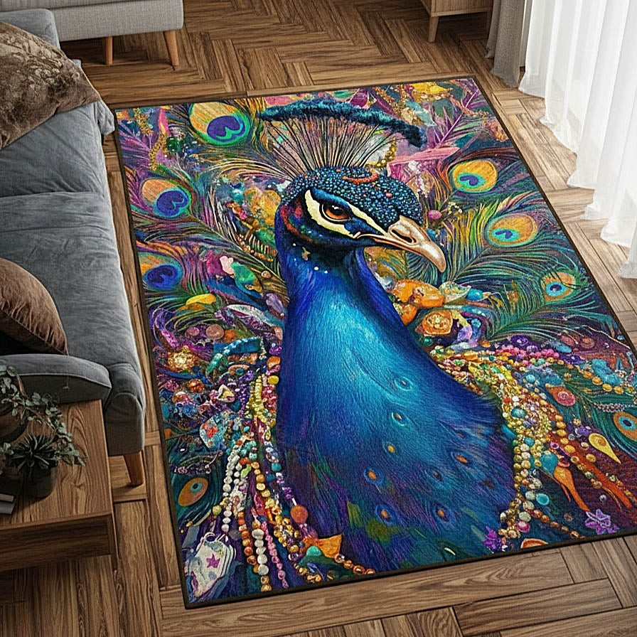 Peacock Area Rug - Non-Slip Washable 3D Print Rug for Living Room & BedroomTVC2108401