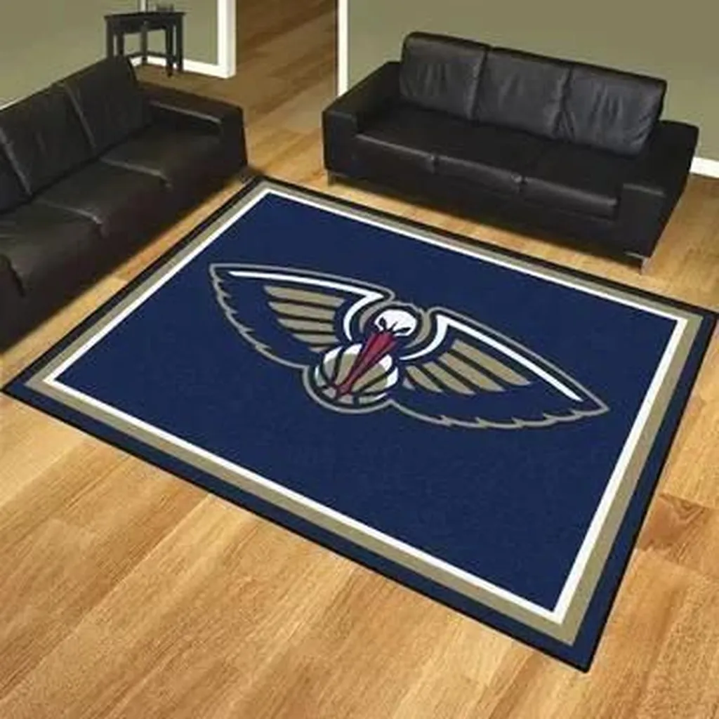 Pelicans Logo Area Rug for Living Room Office Decor Blue and Gray