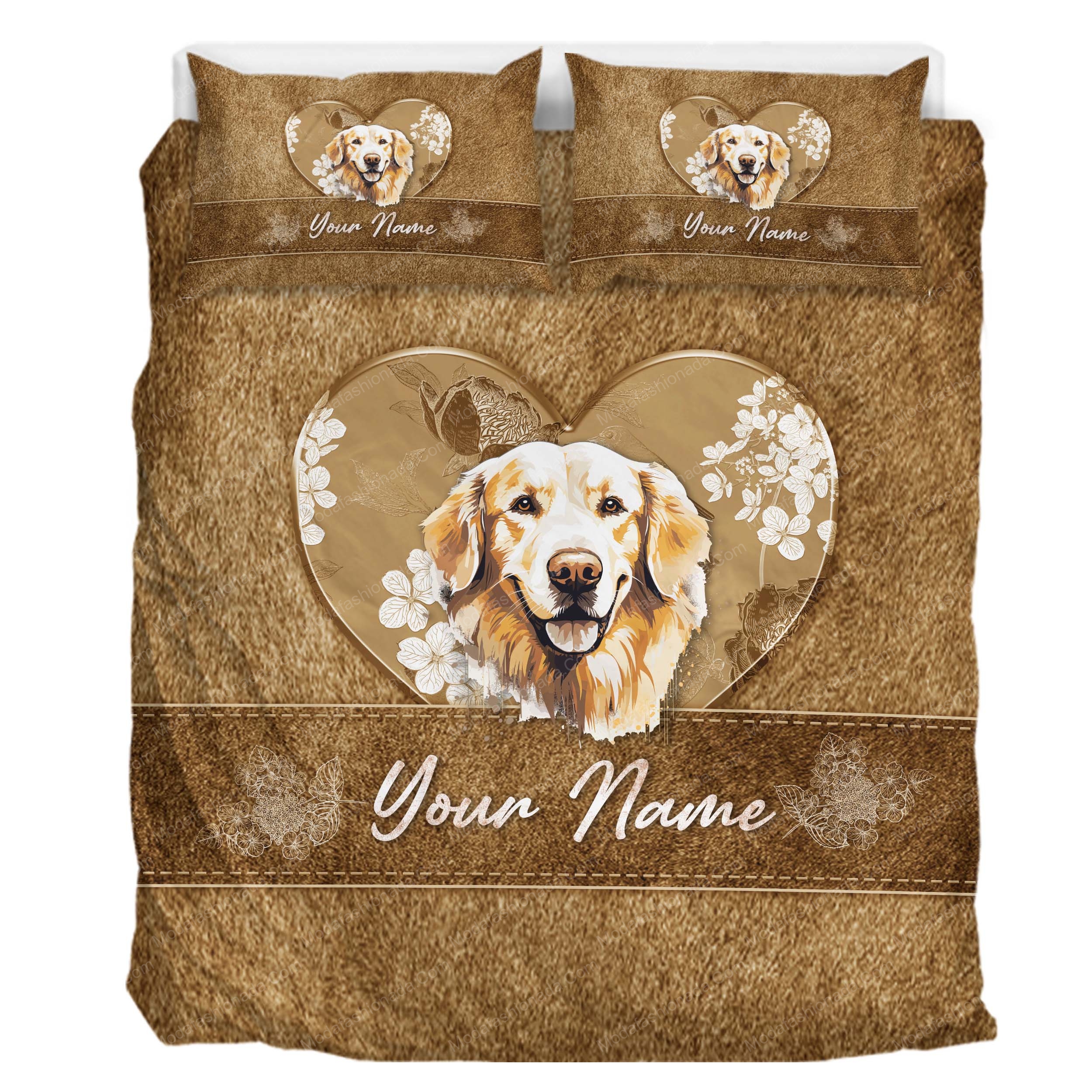 Personalized Golden Retriever Bedding Set Gift For Dog Dad Dog Mom
