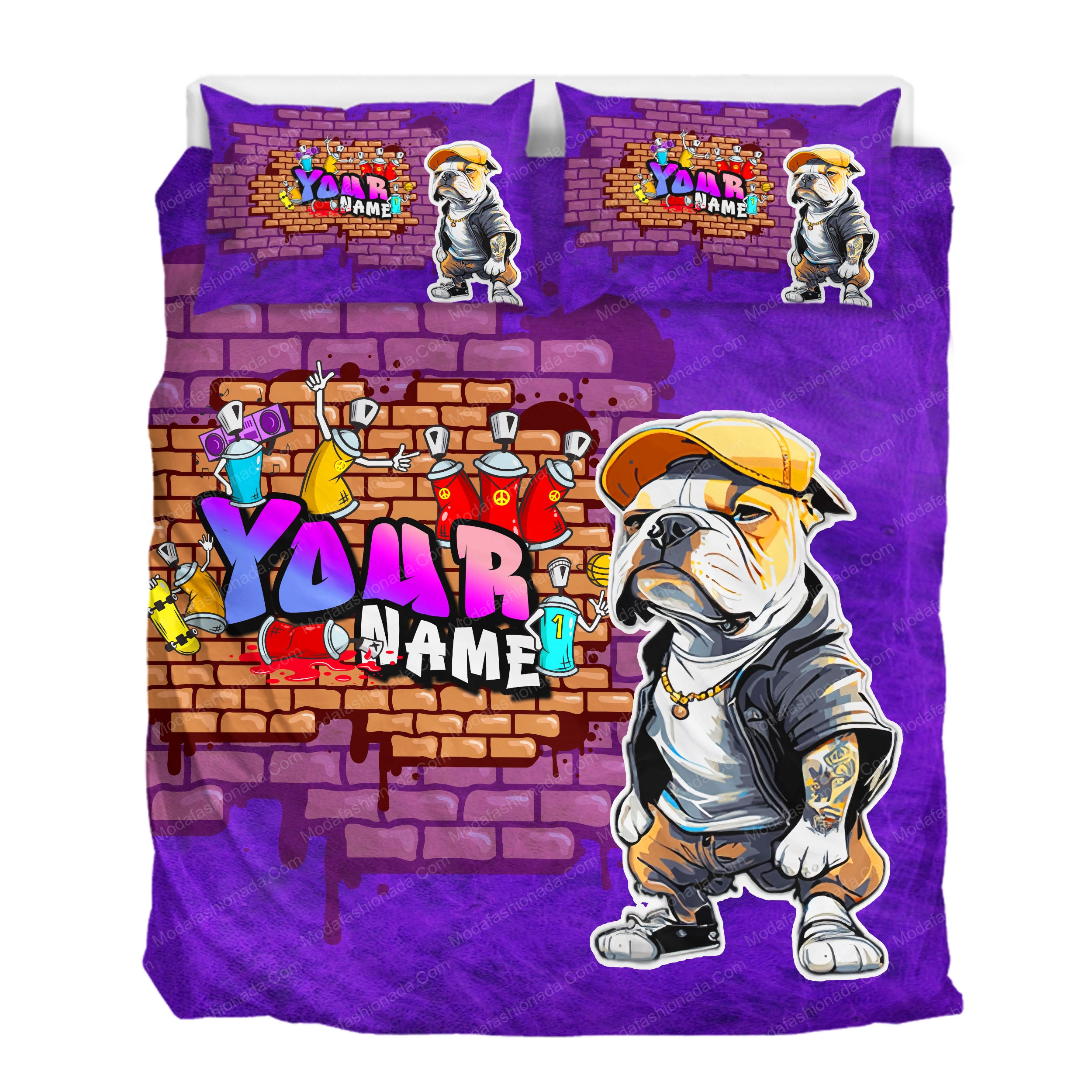Personalized Name Bulldog Lover Dog Gift Bedding Sets