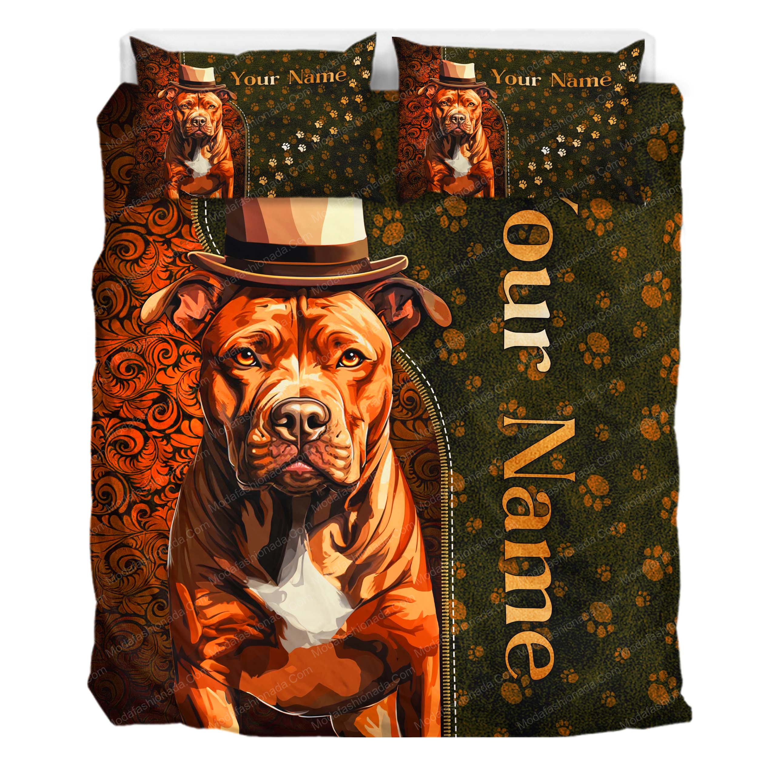 Personalized Pitbull Bedding Set Gift For Pitbull Lovers