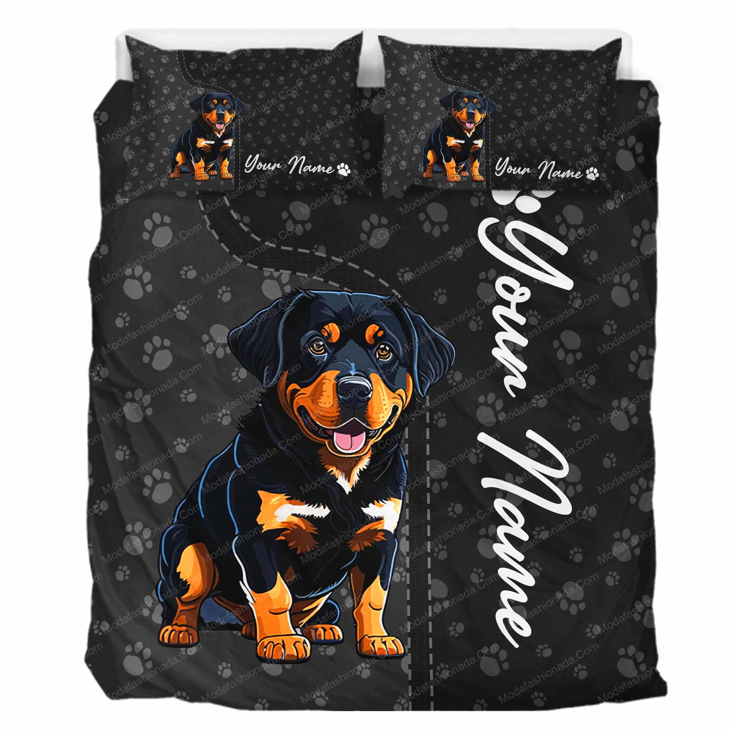 Personalized Rottweiler Bedding Set Gift For Dog Dad Dog Mom