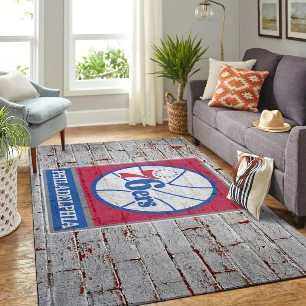 Philadelphia 76ers Rug - Area Perfect for Living Room Decor Red and Gray