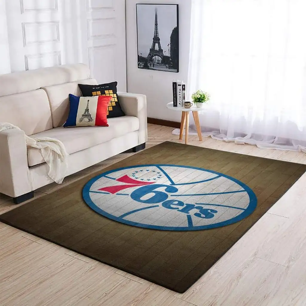 Philadelphia 76ers Rug - Basketball Area for Living Room Blue and Brown