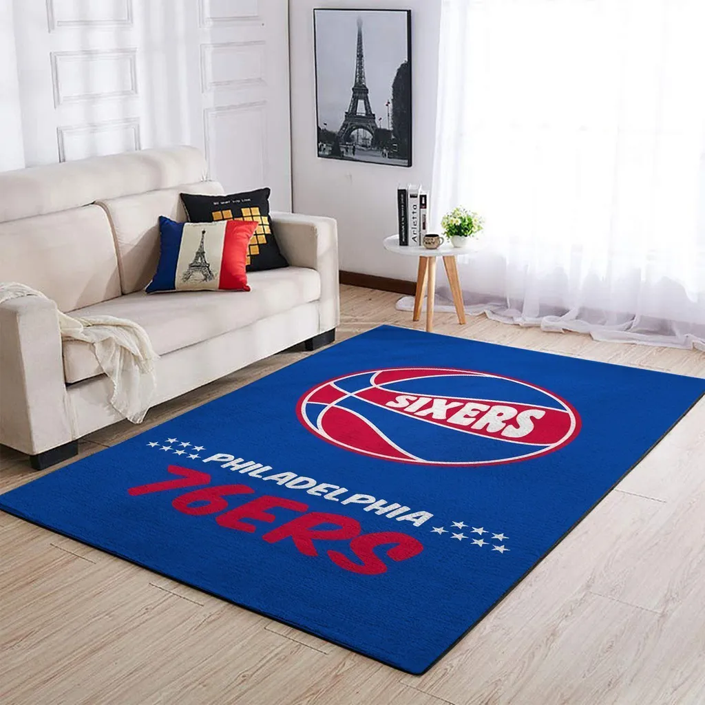 Philadelphia 76ers Rug - Basketball Fan Floor Mat Blue and Red