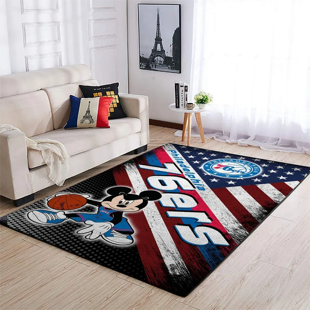 Philadelphia 76ers Rug - Basketball for Living Room Decor Black and Red