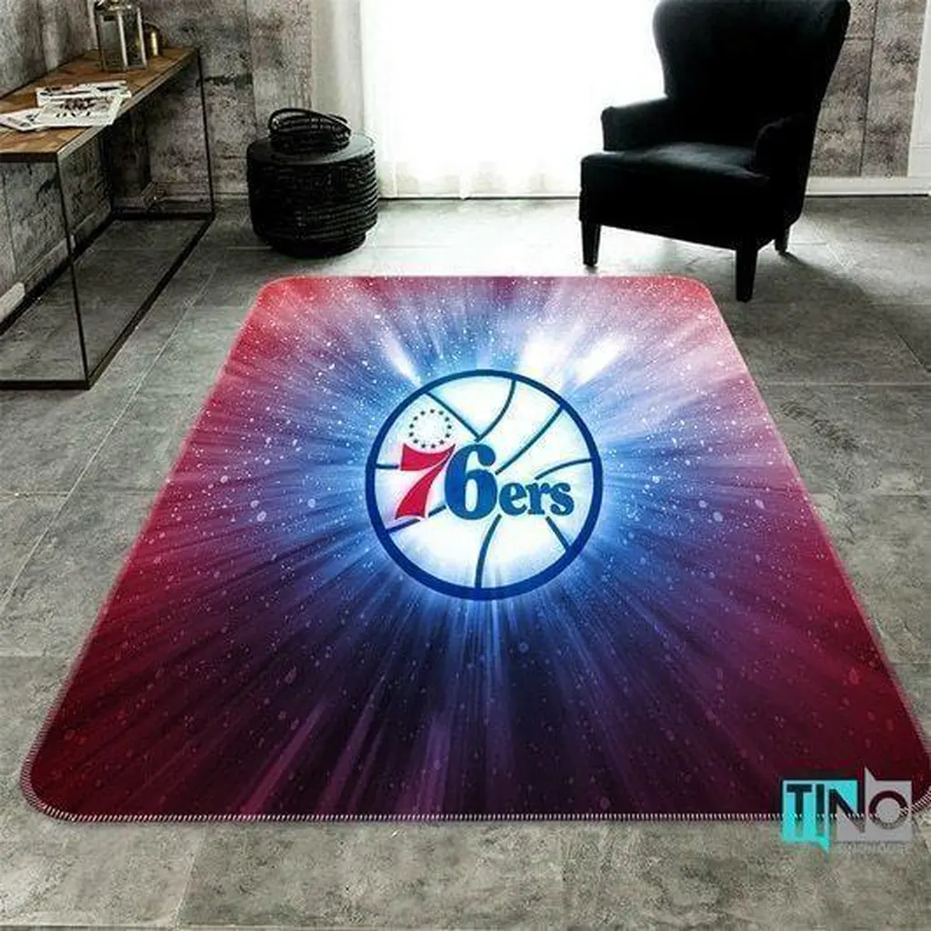 Philadelphia 76ers Rug - Basketball for Living Room Decor Blue and Red