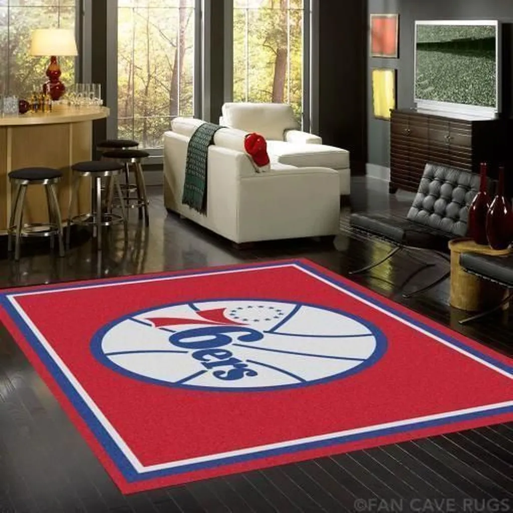 Philadelphia 76ers Rug - Basketball for Living Room Decor Red and White