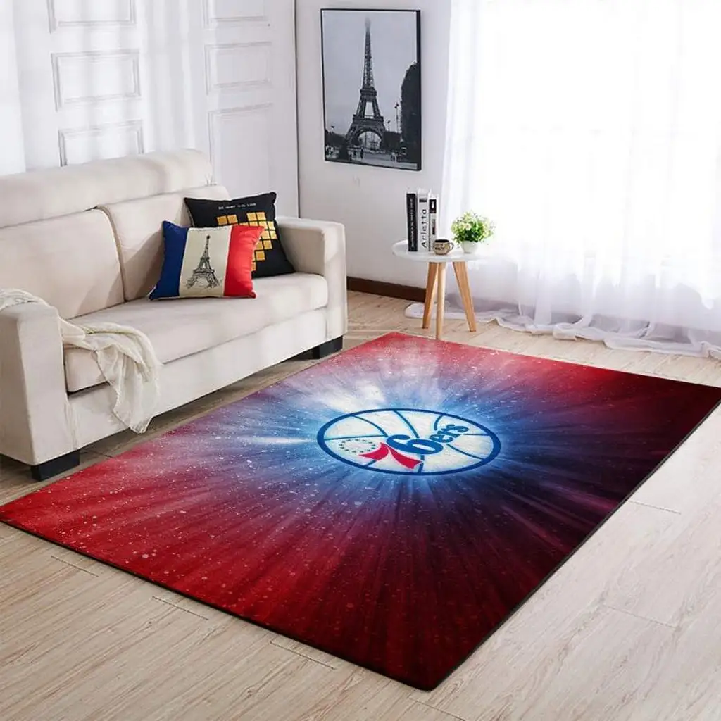 Philadelphia 76ers Rug - Basketball Team Floor Mat Fans Blue and Red