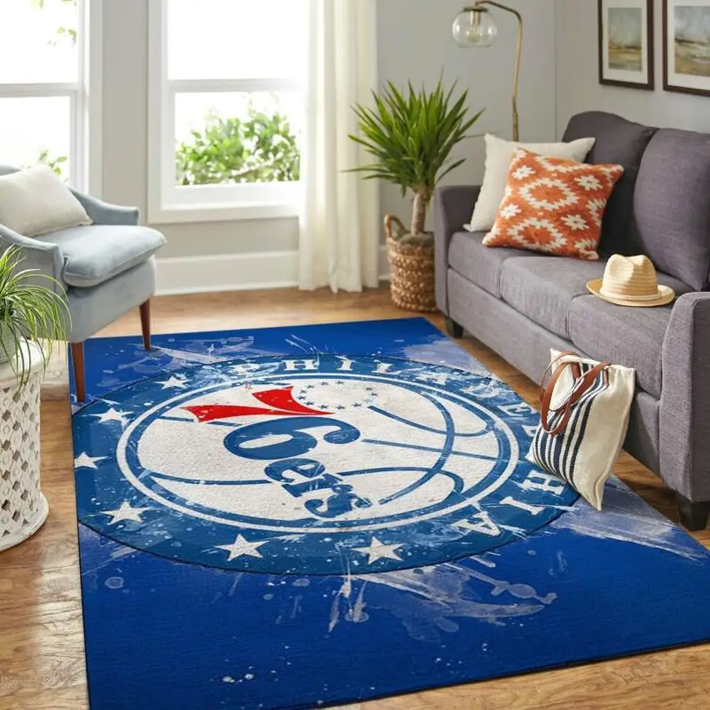 Philadelphia 76ers Rug - Basketball Team Logo for Living Room Carpet Blue and White