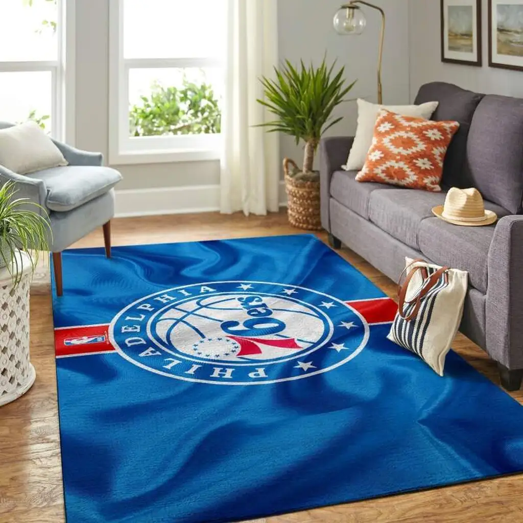 Philadelphia 76ers Rug - NBA Area for Living Room Blue and White