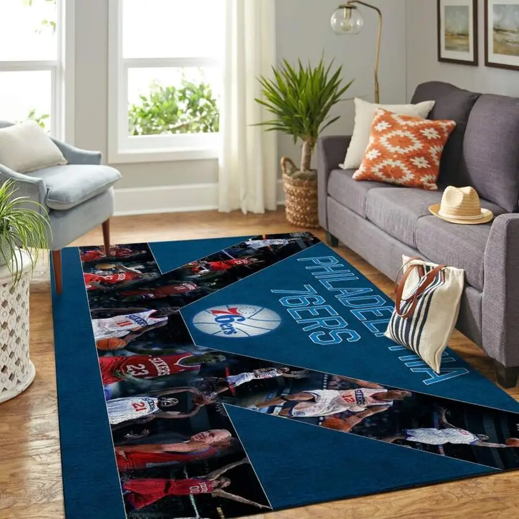 Philadelphia 76ers Rug - NBA Basketball Area Colors Blue and Red
