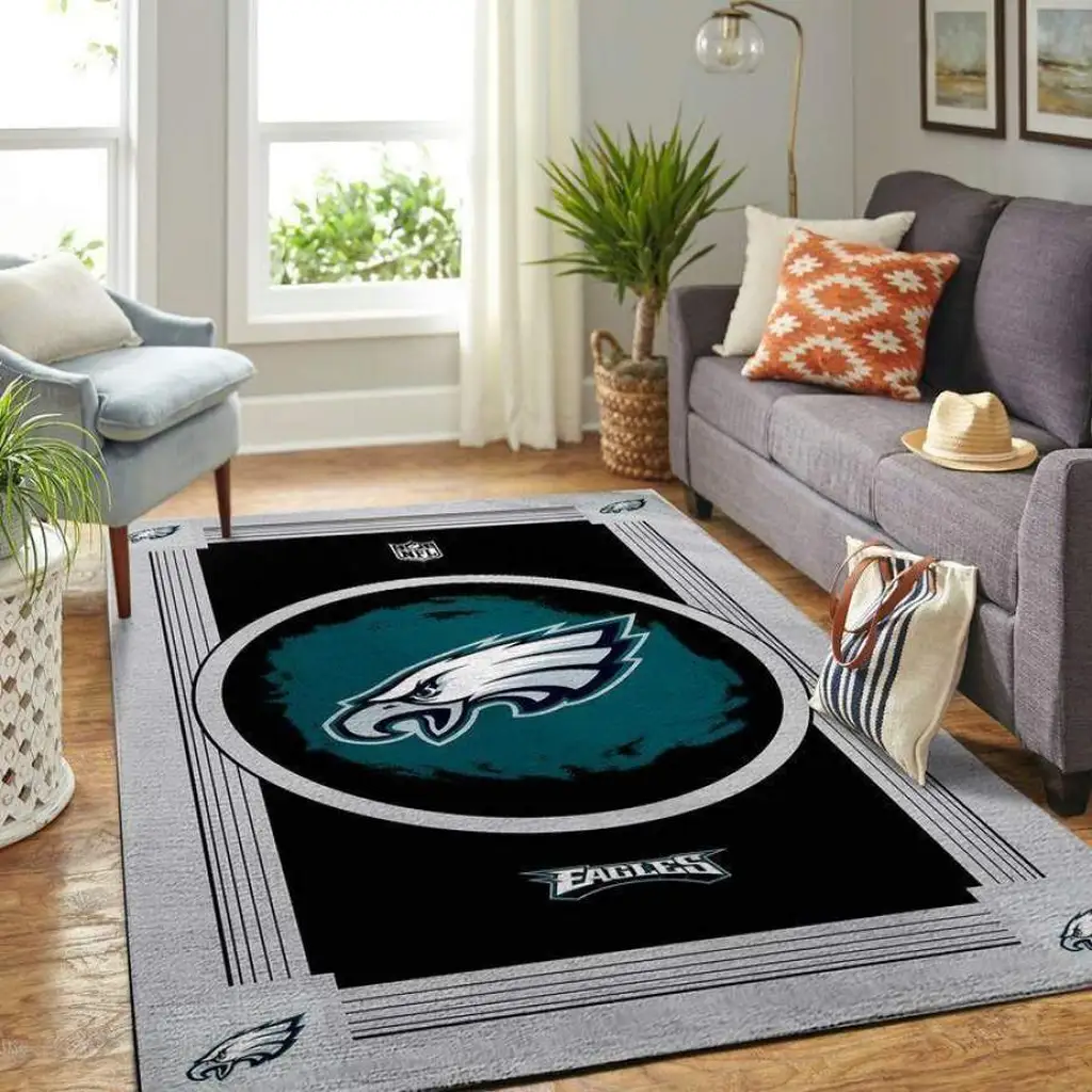 Philadelphia Eagles Rug - Area for Living Room Decor Black and Green
