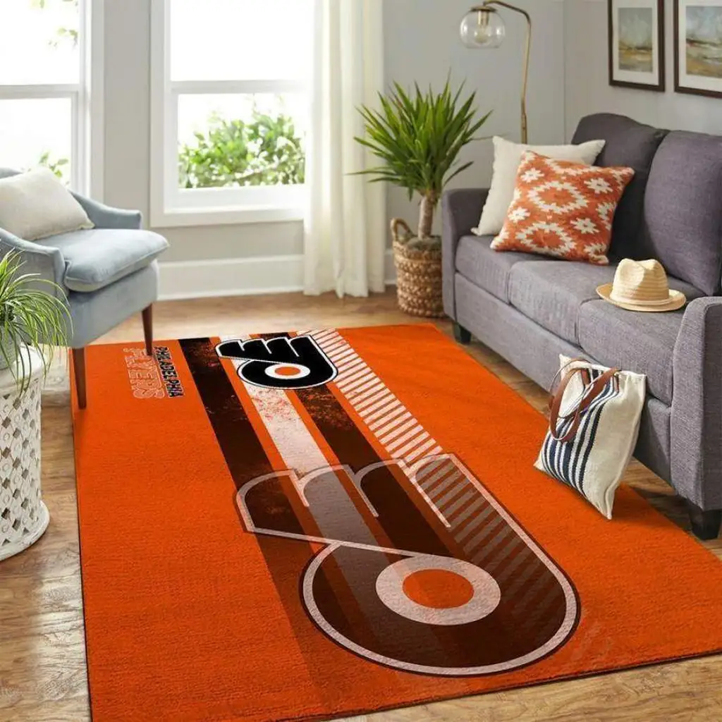 Philadelphia Flyers Rug - NHL Team Logo Area for Fans Black and Orange