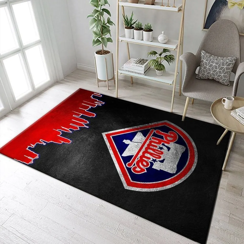 Philadelphia Phillies Rug - Baseball Team Logo Area for Fans Black and Red