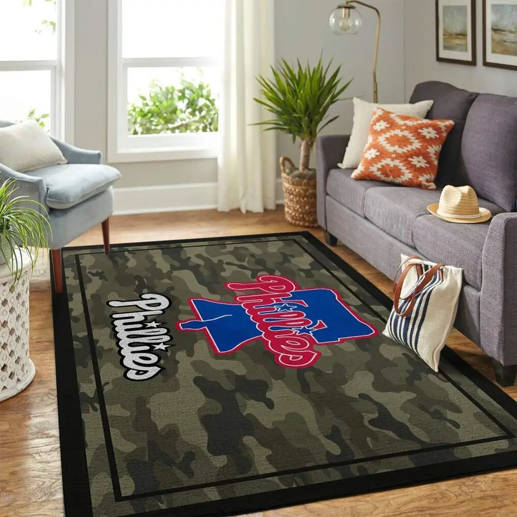 Philadelphia Phillies Rug - Camouflage for Living Room Decor Black and Green
