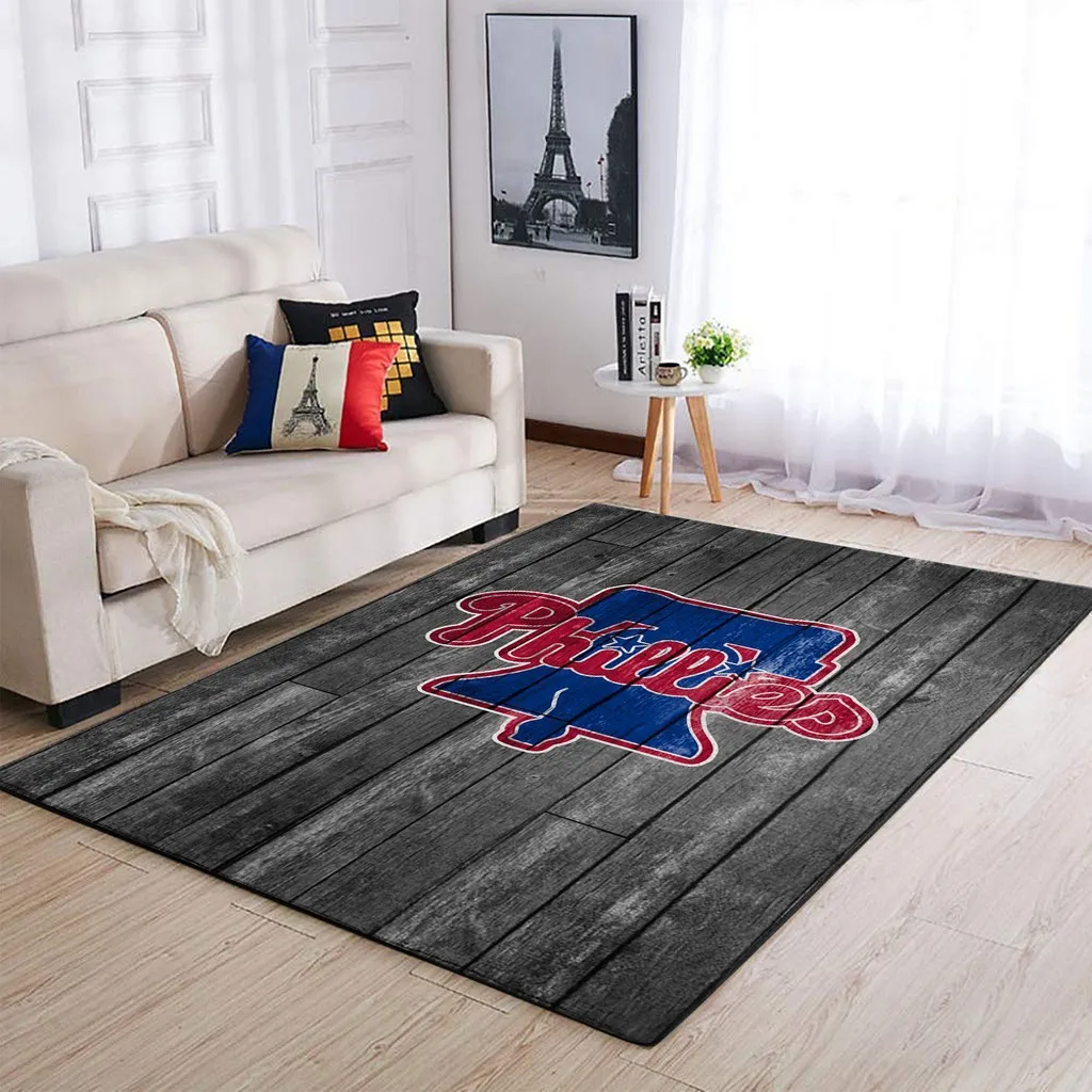 Philadelphia Phillies Rug - for Living Room Decor Blue and Gray