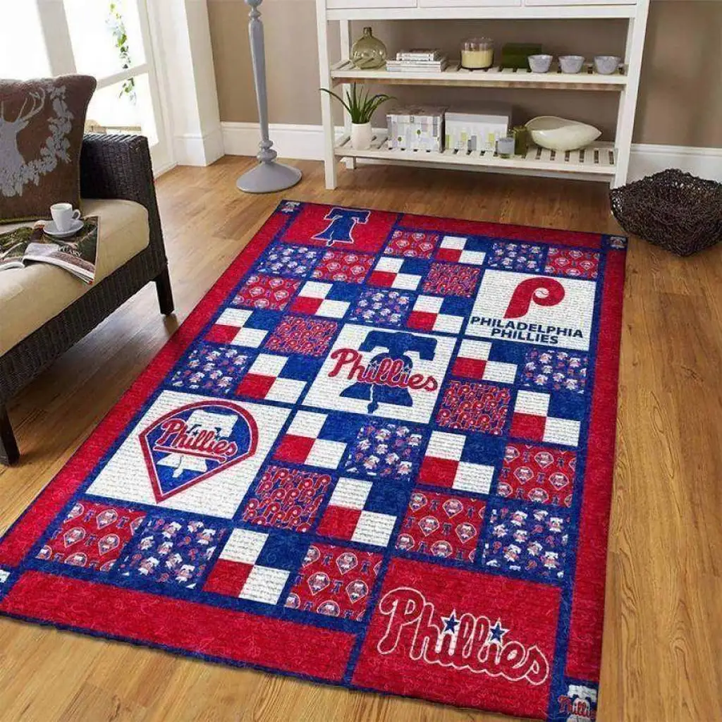 Philadelphia Phillies Rug - Home Decor for Fans Blue and Red