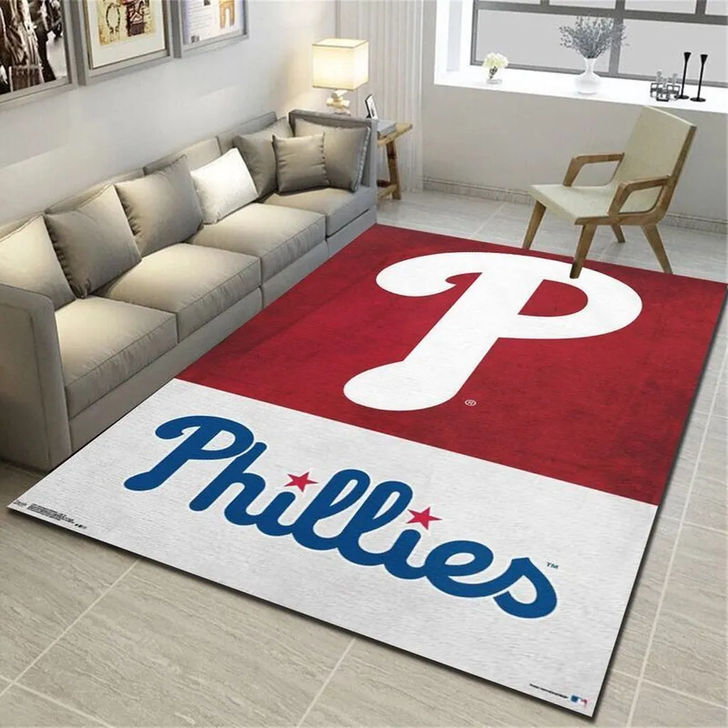 Philadelphia Phillies Rug - Logo for Living Room Decor Red and White