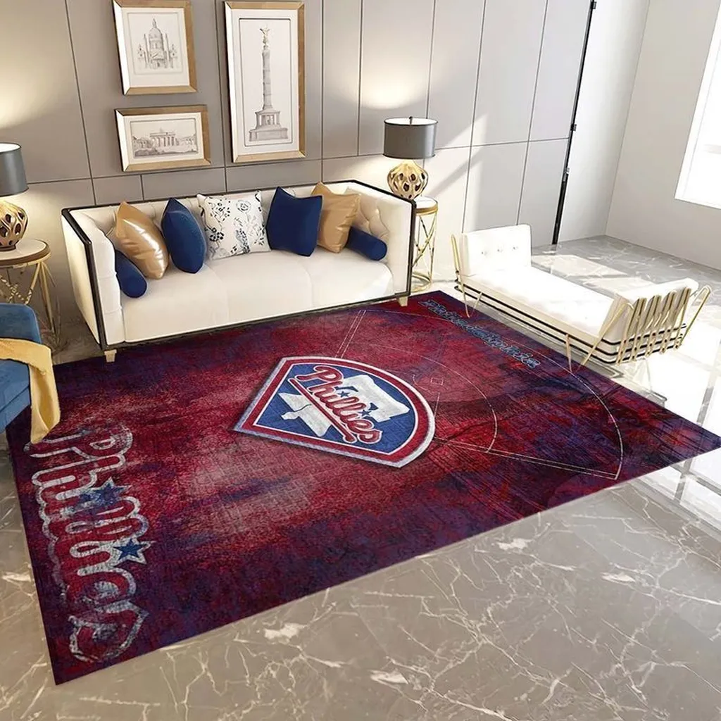 Philadelphia Phillies Rug - Perfect for Living Room Decor Blue and Red