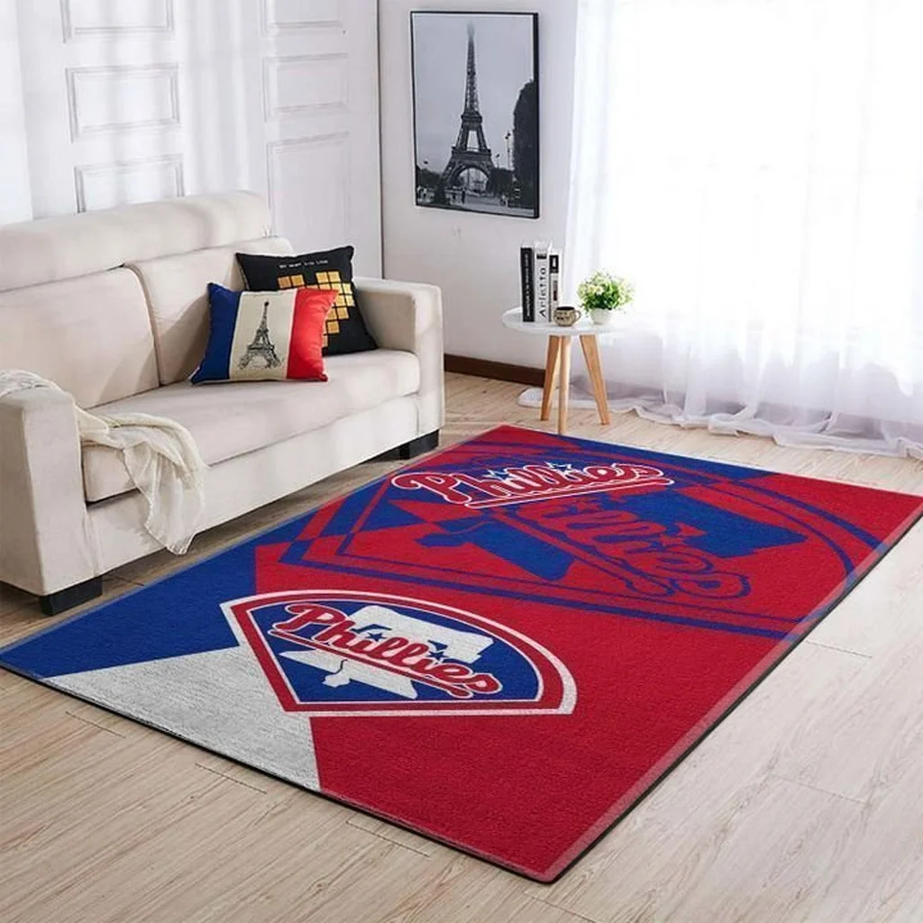 Philadelphia Phillies Rug - Team Logo Perfect for Fans Blue and Red
