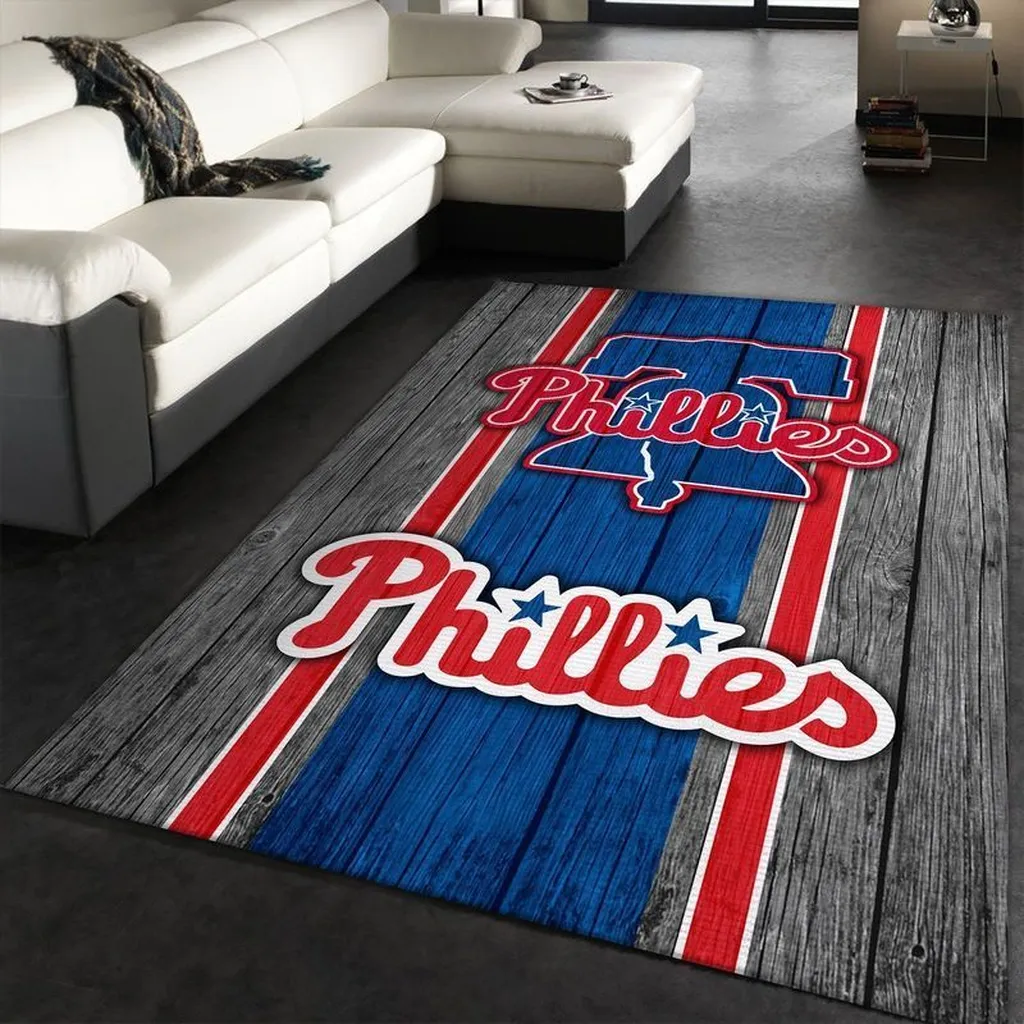 Philadelphia Phillies Rug - Vintage Style Area for Living Room Blue and Red
