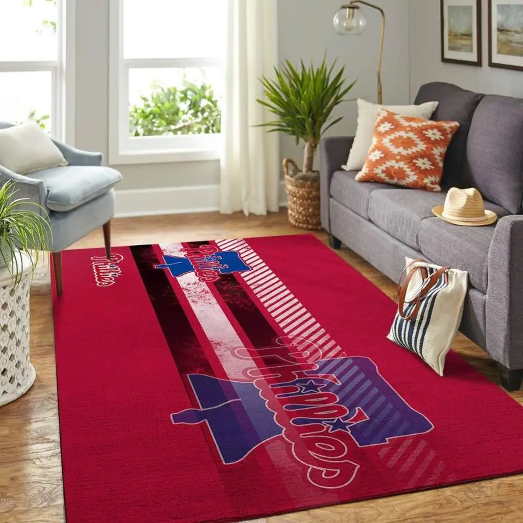 Phillies Area Rug Perfect for Living Room Decor Blue and Red