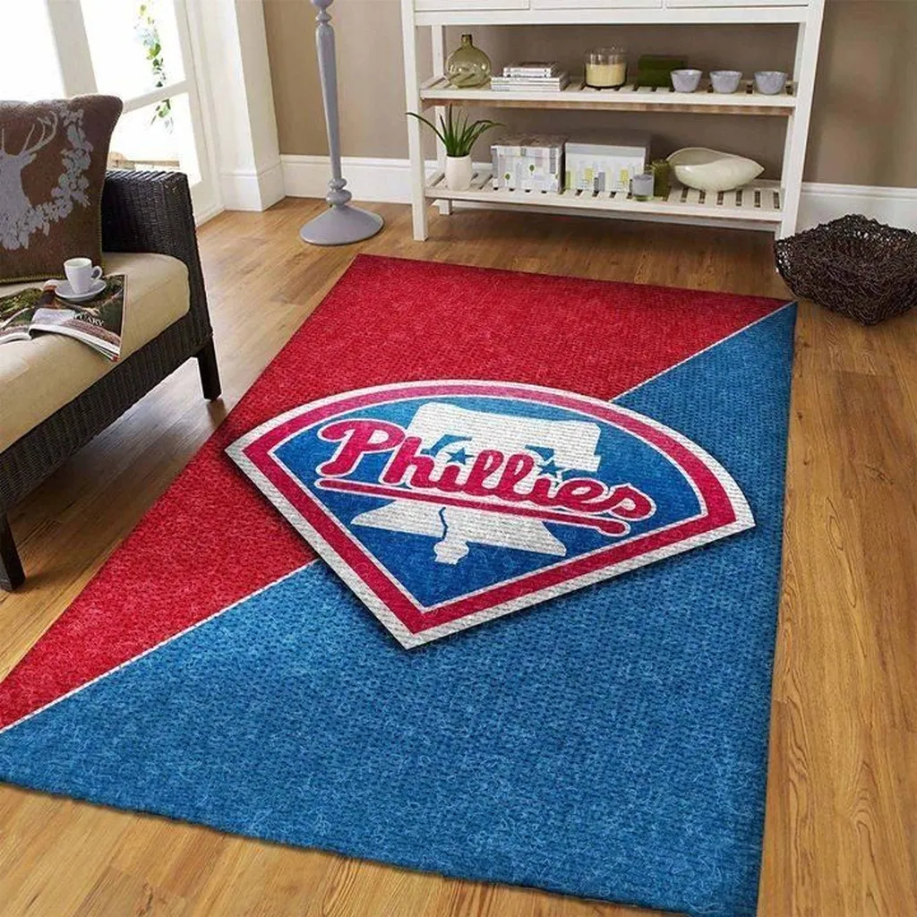 Phillies Rug Perfect for Living Room Home Decor Blue and Red