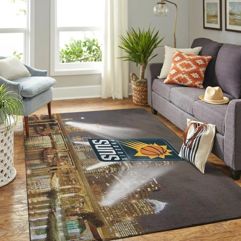Phoenix Suns Rug - Area for Stylish Living Room Decor Orange and Gray