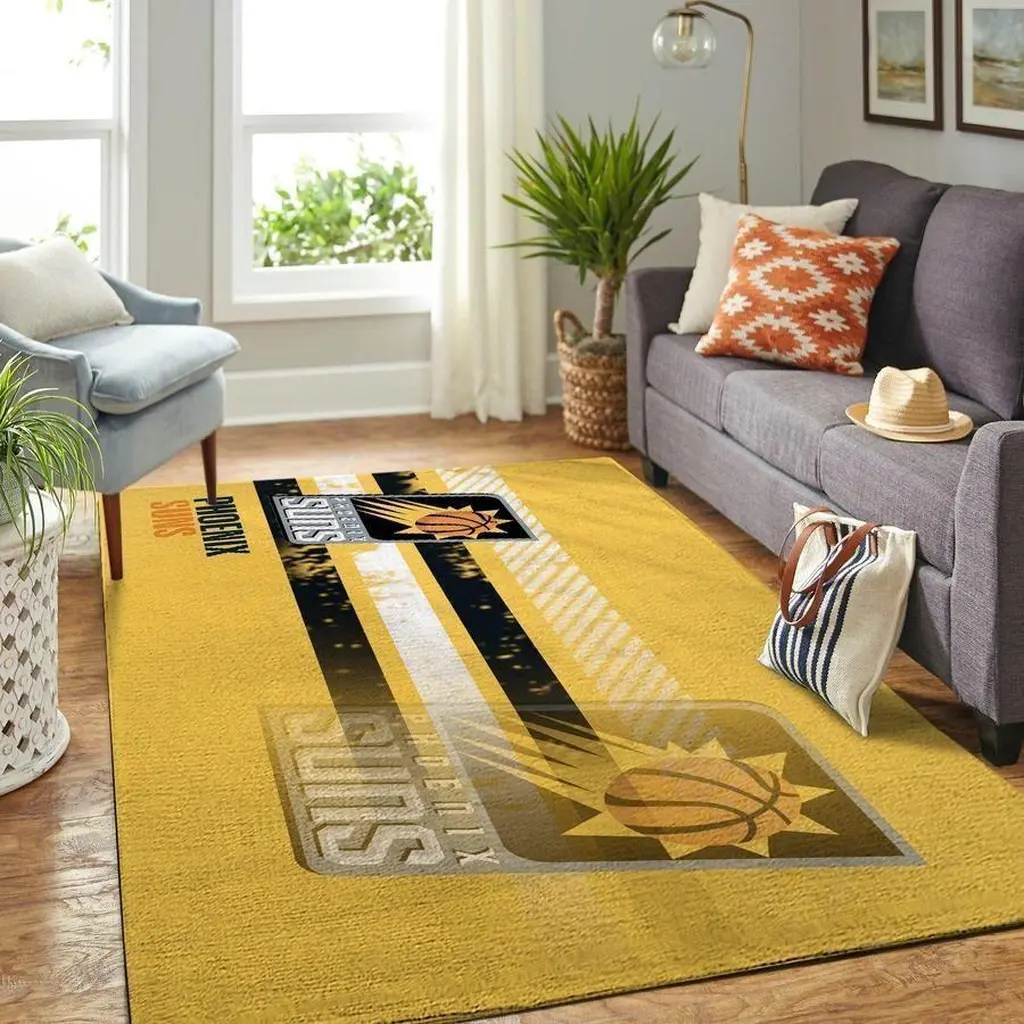Phoenix Suns Rug - Area Modern Design for Living Room Black and Yellow