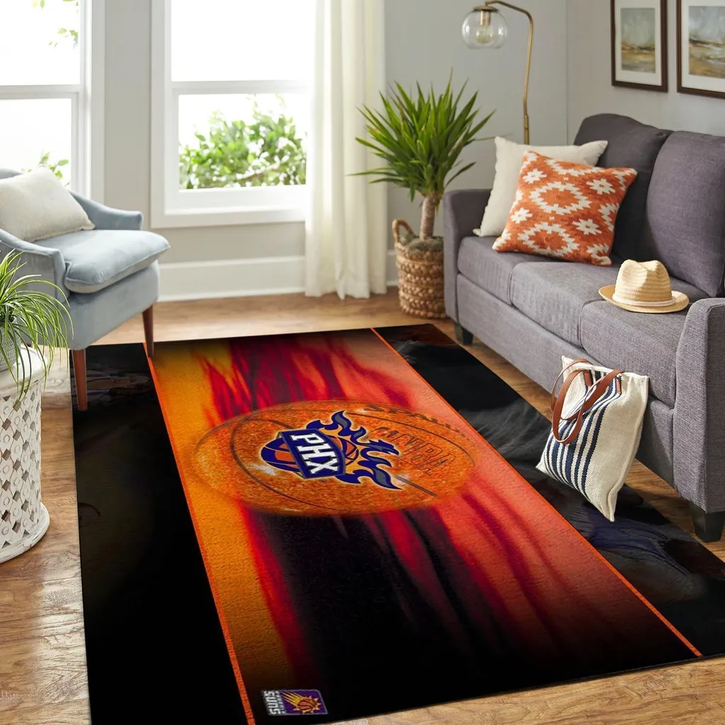 Phoenix Suns Rug - Basketball Area Floor Decor Carpet Black and Orange