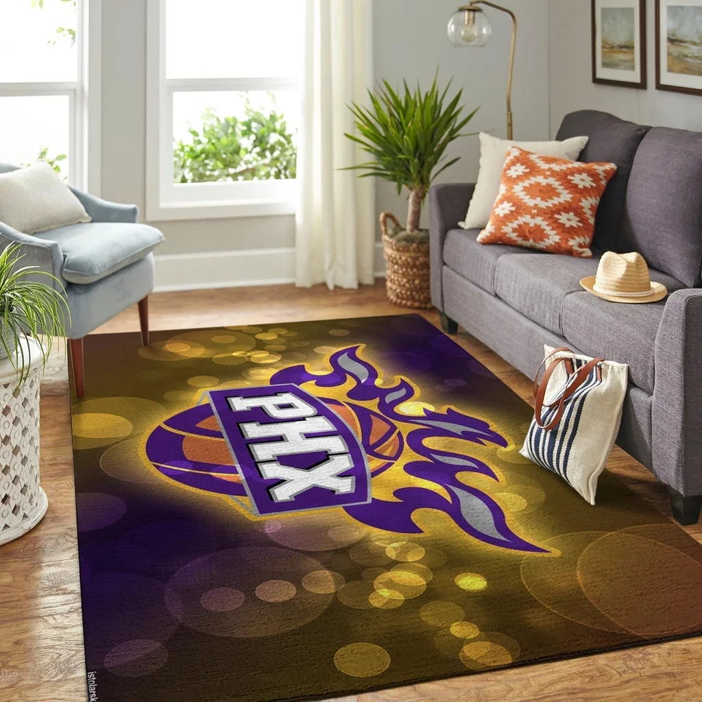 Phoenix Suns Rug - Basketball Area for Home Decor Purple and Yellow