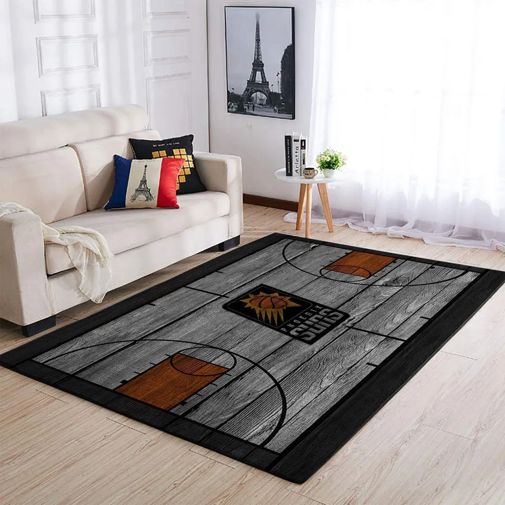 Phoenix Suns Rug - Basketball Court Area with Logo Black and Gray