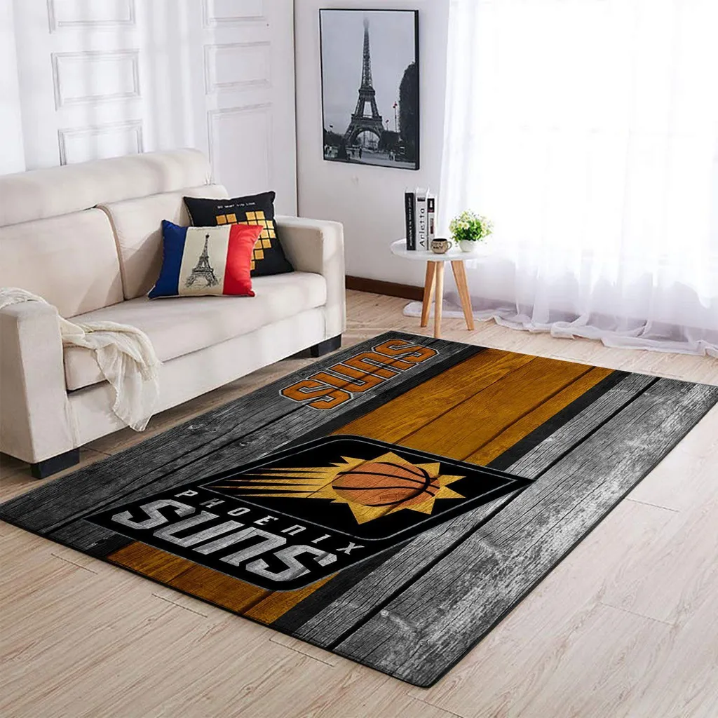 Phoenix Suns Rug - Basketball for Living Room Black and Orange