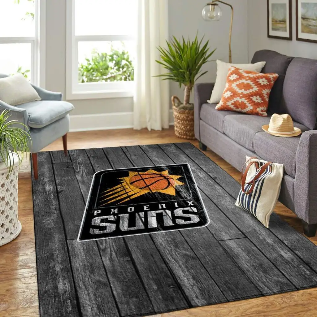 Phoenix Suns Rug - Basketball for Living Room Decor Black and Orange