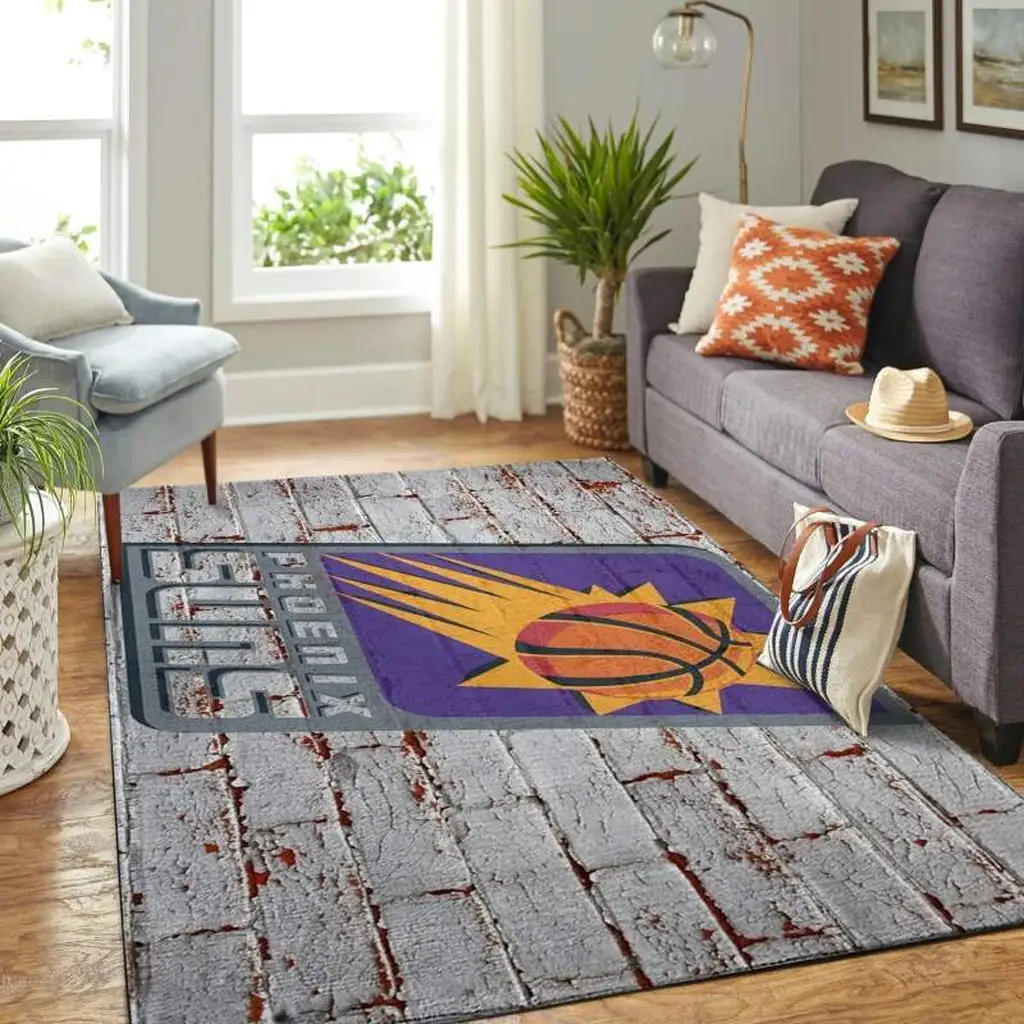 Phoenix Suns Rug - Brick Area for Living Room Decor Purple and Gray
