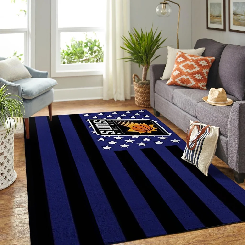 Phoenix Suns Rug - NBA Area for Living Room Decor Black and Blue